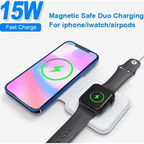 15W Magnetic Wireless Charger Fast Charging Dock For iPhone 12 Pro Max mini For Apple Watch earphones Inductive Chargers Station