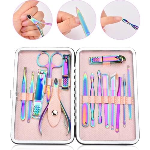 1 Set Manicure Nail Kits Nail Clippers Kit Stainless Steel Clippers Cutter Pliers Sanding File Acne Needle Toenail Grooming Sets