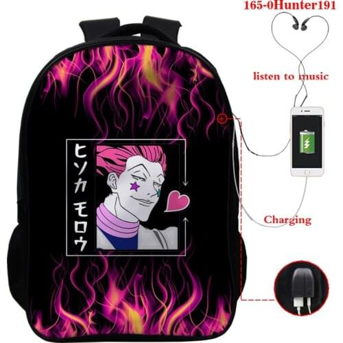 Cute Hunter X Hunter USB Charge Bags Student school bag Boys Girls School bag Mochila Teens School Backpack Kids book bag