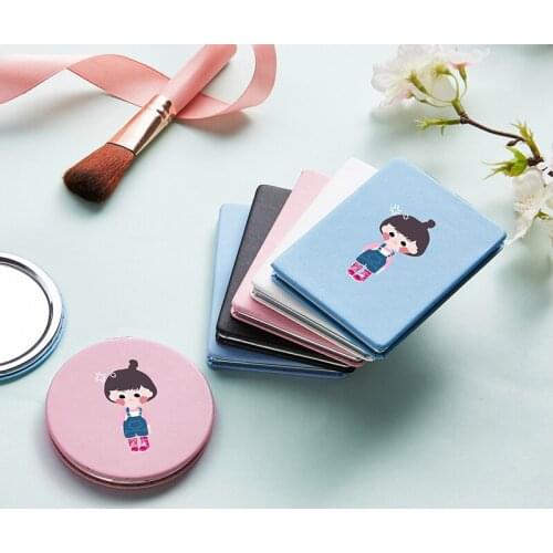 Fashion Cute Makeup Mirror with 2 Side for Girl Fashion Portable travel Folding Compact Cosmetic Vanity Pocket Magnifying Mirror