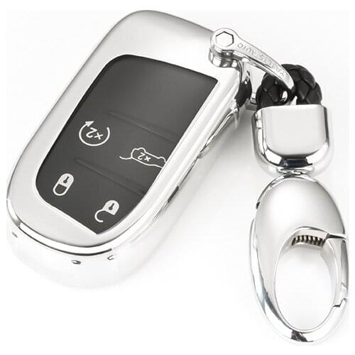 Soft TPU Car Key Cover Case Holder Chain For Dodge Ram 1500 Journey Charger Dart Challenger Durango For Fiat Jeep Key Ring Shell