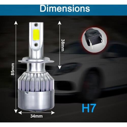 2pcs New Super Bright Car LED H7 Headlight Bulb COB 1500W 6000K 225000LM 12/24V White Car Xenon Light
