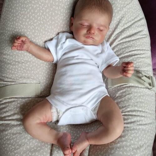 NPK 49CM Reborn Sleeping Polular Rosalie Soft Hand-Drawing Hair 3D Skin Tone with Veins Rooted Eyelash Collectible Art Doll