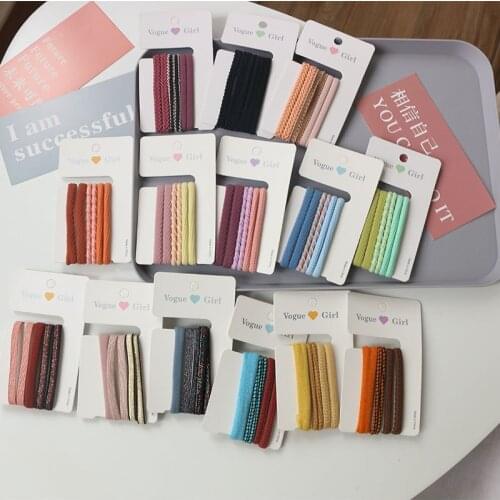 Wholesale 6pcs/set women high elasticity seamless basic hairbands girls cute hair accessories