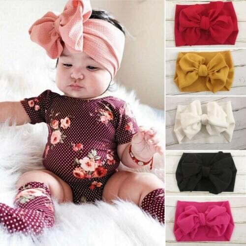 Fashion Baby Toddler Infant Bowknot Nylon Headband Hairband Headwear Baby Girl Headbands Turban Bow Knot Headband with Big Bow