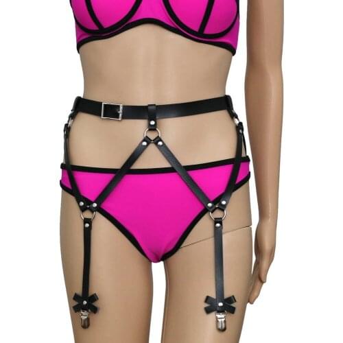 Punk Sexy Leather Garters Belt Women High Waist PU Leather cosplay Stocking Belts Suspender Lingerie gothic Exotic Accessories