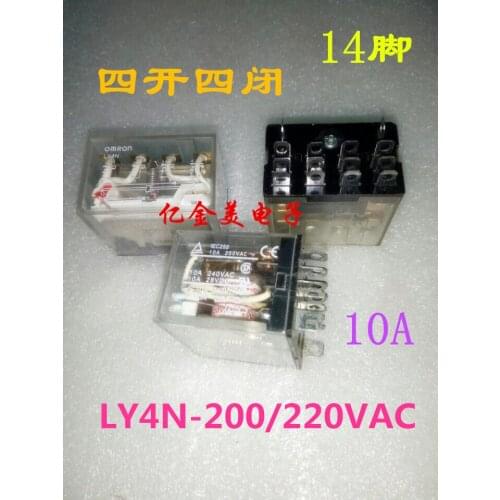 LY4N-200 / 220VAC Relay 14-pin 10A four open four closed LY4NJ-AC220V
