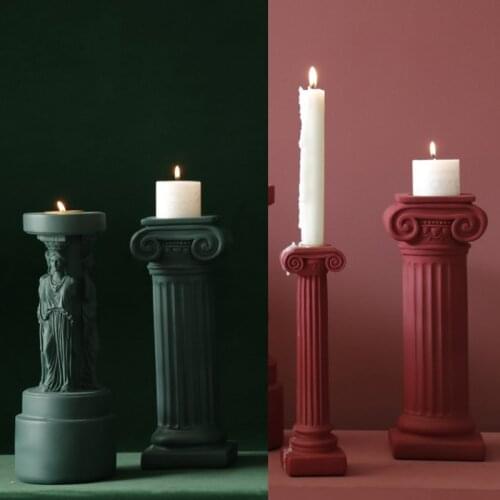 Roman Column Candle Holder Aromatherapy Candlestick European Sophia Venus Statue Candle Stand Resin Sculpture Candle Mold
