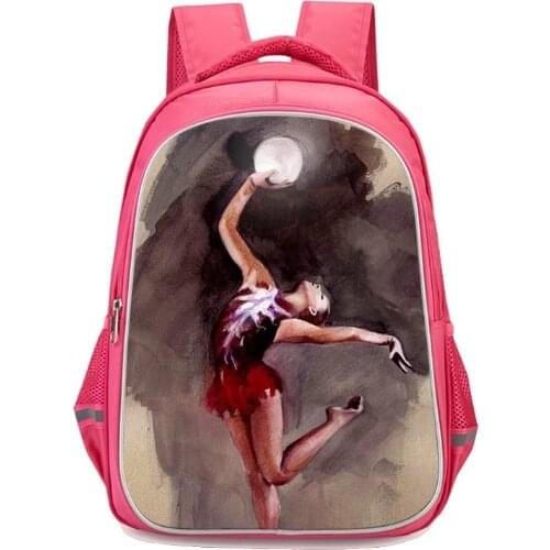 16inch Backpack for teenage girls Gymnastics Rhythmic Sport Print Backpacks women Book bag big High School bag