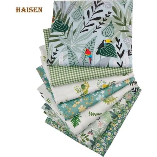 7pcs/Lot,Printed Twill Cotton Fabrics Patchwork DIY Cloth Green Forest Calico For Sewing Quilting Baby&Child Material,40x50cm