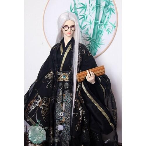 1/3 Scale BJD Clothes Black Hanfu Ancient Costume Dress Samurai Outfit For BJD/SD SD13 SSDF ID75 Strong Uncle 80cm Doll B0228