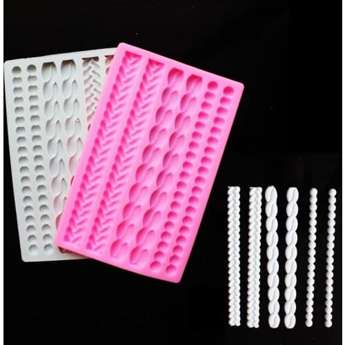 Fondant Cake Silicone Mold, Pearl Twist Braided Belt, Twist Rope Surrounding Shape Fondant Cake Mold