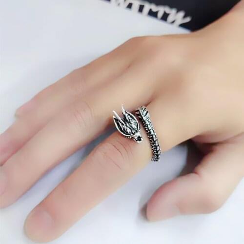Complex Ancient Dragon Ring Personality Domine Exaggerated Single Opening Tide Men And Women Protective Rings