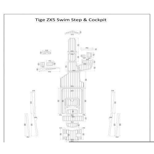 Tige ZX5 Swim Step & Cockpit Pad Boat EVA Teak Decking 1/4" 6mm