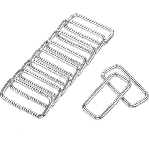 Uxcell Metal Rectangle Ring Buckles 51x20mm for Bags Belts DIY Silver Tone 20pcs