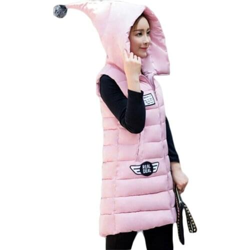 2017 new collection women autumn winter jacket mid-length thick warm parka veat cotton wadding female slim Waistcoat ZL542