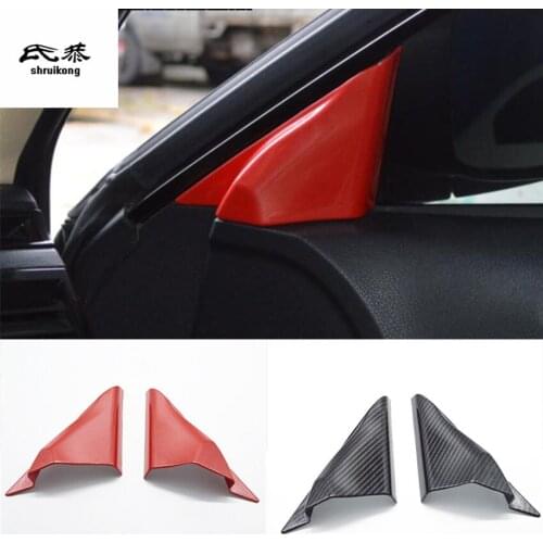 Free Shipping 2pcs/lot ABS Carbon fiber grain A pillar speaker decoration cover for 2010-2016 Toyota REIZ