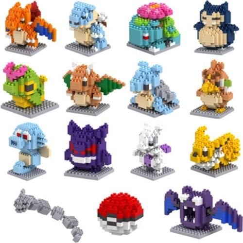 20 styles Small Building Pokemon Blocks Action Figure Small Cartoon Picachu Animal Model Education Game Graphics Pokemon Toys