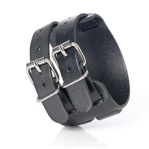 2021 New Arrival Fashion Genuine Leather Mens Bracelets High Quality Knight Courage Bandage Wrap Charm Black Leather Bracelets