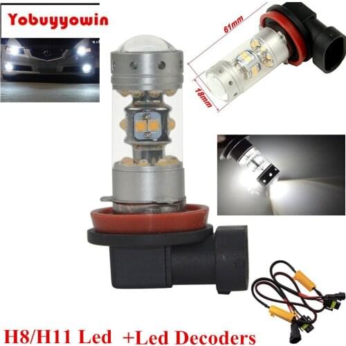 2x H11 140W 28 LEDS Coche Canbus Luz Antiniebla Faro Correr Blanco Led Auto Luz De Niebla Bombillas Led+H11/H8 resistencia