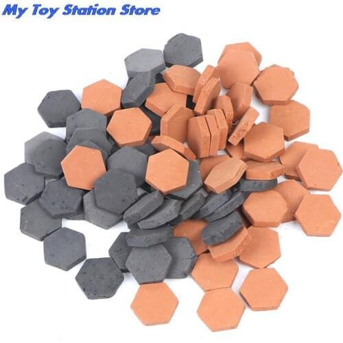 40PCS 1/16 Scale Simulation Miniature Hexagon Red Brick Model Toy