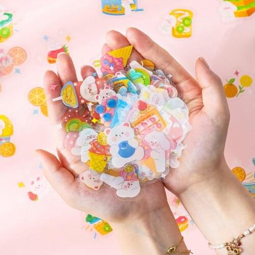 40pcs/cute bear rabbit animal foodie material hand account sticker scrapbook diary album Korea kawaii stationery sticker