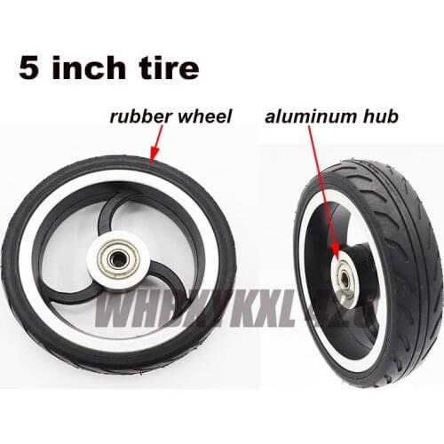 5 inch widen solid rubber wheel aluminum hub non-slip no inflation suitable for electric scooter eight-character pattern