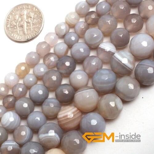 6mm 8mm 10mm Round Faceted Banded Stripe Agates Bead For Jewelry Making Strand 15" DIY Bracelet Necklace Jewelry Making Beads