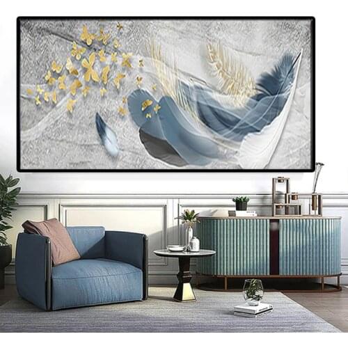 Large size square round diamond painting embroidery abstract feather butterfly 5D DIY diamond painting cross stitch decor F6