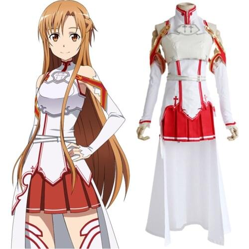 Anime SAO Sword Art Online Yuuki Asuna Cosplay Fighting Suit Costume Halloween Party Dress Wear Outfit