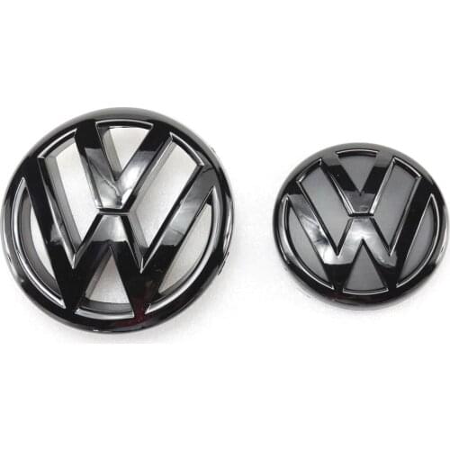 130mm/100mm Gloss Black Front Grill Rear Trunk Lid Emblem Badge Replacement Car Logo Emblem for Volkswagen Jetta MK6 2011-2014