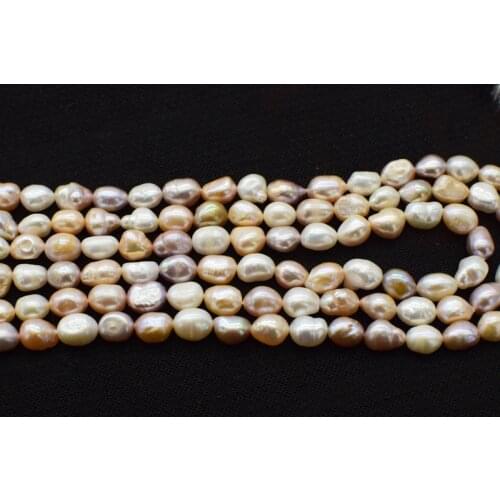 Freshwater pearl baroque 8-9mm flat white pink purple FPPJ wholesale beads nature loose beads for DIY jewelry