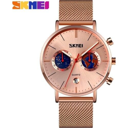 SKMEI Men’s Analog Chronograph Quartz Watches 3D Curved Glass Luxury Luminous Waterproof Wristwatches reloj hombre 9321
