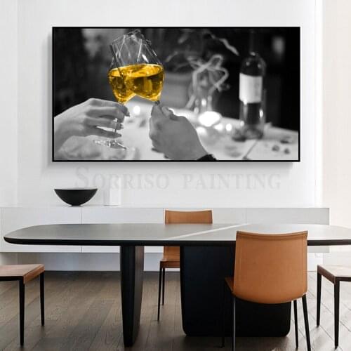 Black And White Cheers Champagne Canvas Painting Modern Wall Art Bar Posters And Prints Pictures Living Dining Room Home Decor