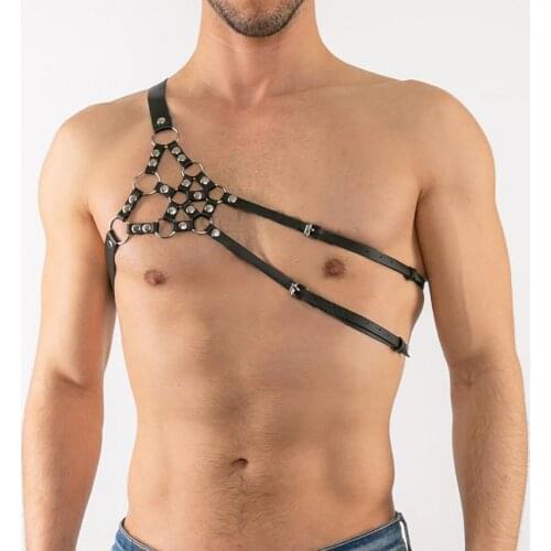 Gay Leather Suspenders Belt Men Exotic Straps Fashion Adjustable Fetish Exotic Tanks BDSM Bondage Sissy Punk Harness Rave Belts