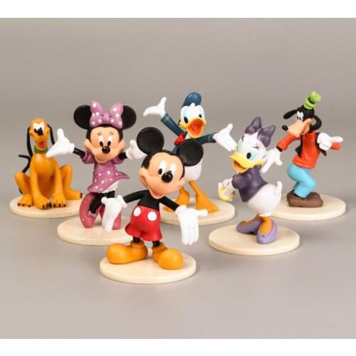 Disney Toys 6pcs 5-9cm Cute Cartoon Mickey Mouse Donald Duck Minnie Micro Birthday Toys PVC Action Figures For Kids Best Gifts