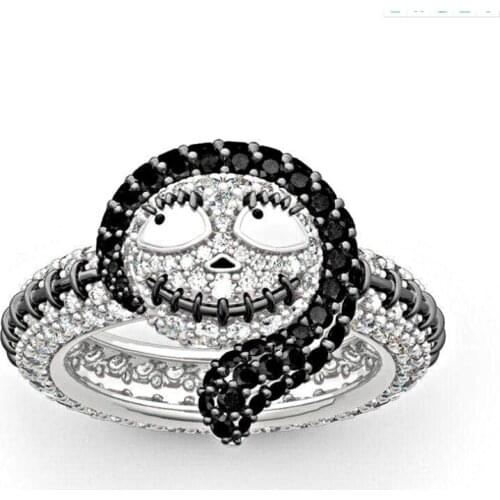 The Nightmare Before Christmas Crystal Ring Sally Black Enamel Ring Love Couple Rings Gift Punk Jewelry Custom Ring Women