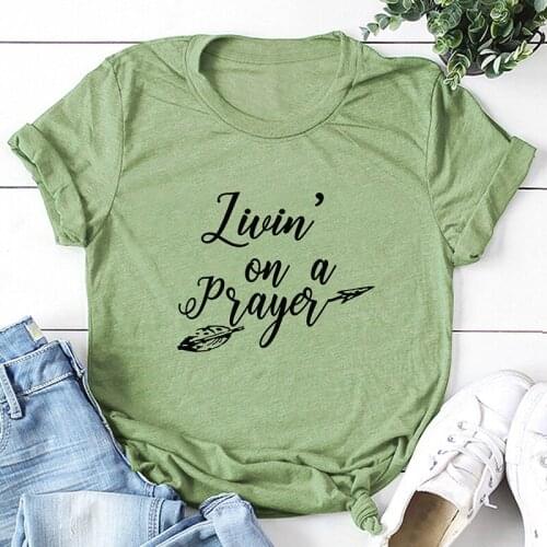 Christian PRAYER Faith Blessed Hope Ian T Shirts Black Cotton Short Sleeve Crewneck Funny Fashion Top Tees For Women Ladies