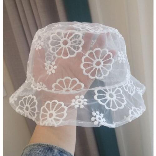 Girls Lace Hat Organza Flower Sun Hat For Girls Summer Baby Caps