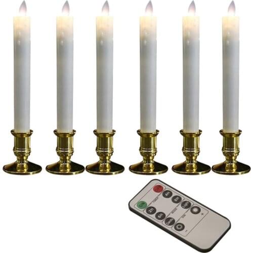 Flickering Candles Real Wax Candles LED Window Taper Candles with Timer and Remote Control Battery Operated Automatic Timer