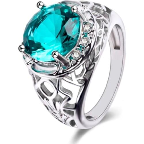 Fashion Silver Color Crystal Rings For Women Wedding Engagement Statement Ring Jewelry Bridal Finger Ring Female Jewelry Gift