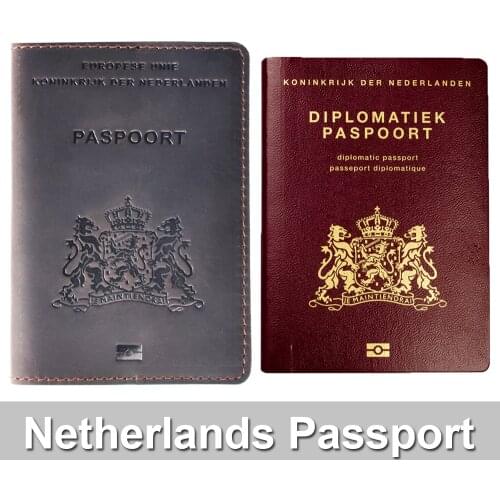 New Arrivals Genuine Leather Passport Cover for Netherlands Dutch Credit Card Holder Holland Passport Case Travel Wallet