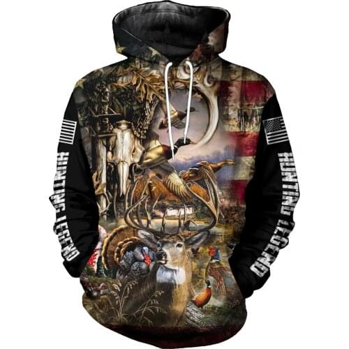 Hunting Legend 3D Print Graphic Hoodie Men 2021 Sweatshirt Streetwear Oversize Casual Zip Pullover Harajuku Hoodie Shirt Homme
