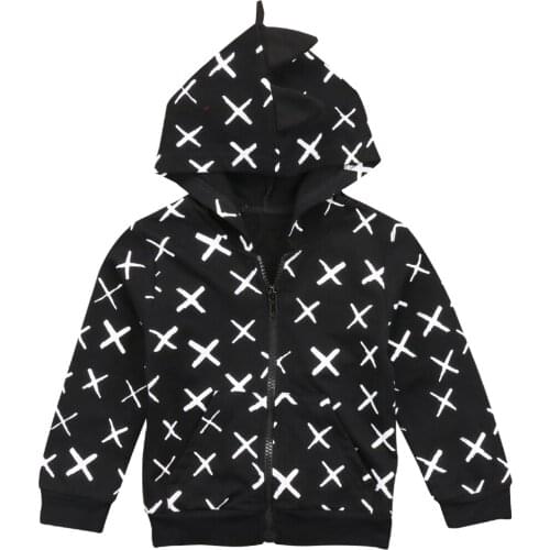 New 2020 Dinosaur Kids Baby Boys Girls Zipper Top Cross Child Casual Sweatshirt Hoodie Black Cute Clothing
