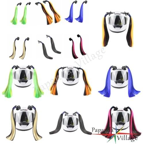 Papanda Motorcycle Colorful Dirt Bike Pit Bike Ski Stick On Helmet Pigtails Ponytail Blonde Feather Decoration