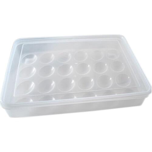 Egg Holder for Refrigerator, Deviled Egg Tray Carrier with Lid Fridge Egg Storage Stackable Plastic Egg Containers, 24 Egg Tray