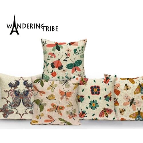 Colorful Butterfly Pattern Cushion Cover Bug Insects Sofa Home Decorative Throw Pillows Pillowcase Cushions Cover Kussenhoes