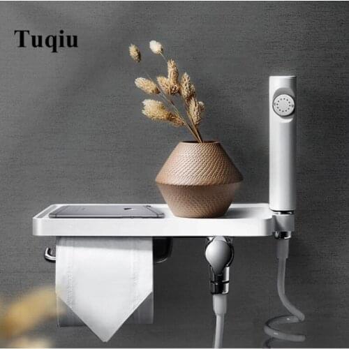 Bathroom Bidet Faucet Toilet Gun set Portable bidet spray with Paper Holder and Flexible hose hand held bidet gun