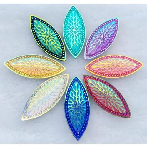 DIY 8pcs 20*50mm Horse eye Resin rhinestone trim flatback sewing 2 Hole costume Stone Crystal Strass -HA94