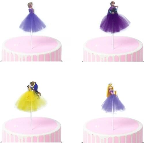 1st Disney Princess birthday party cake decoration supplies Sophia Frozen Mermaid Snow White Belle girl birthday cake veil skirt